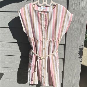 Mayoral Pink and White Striped Casual Dress